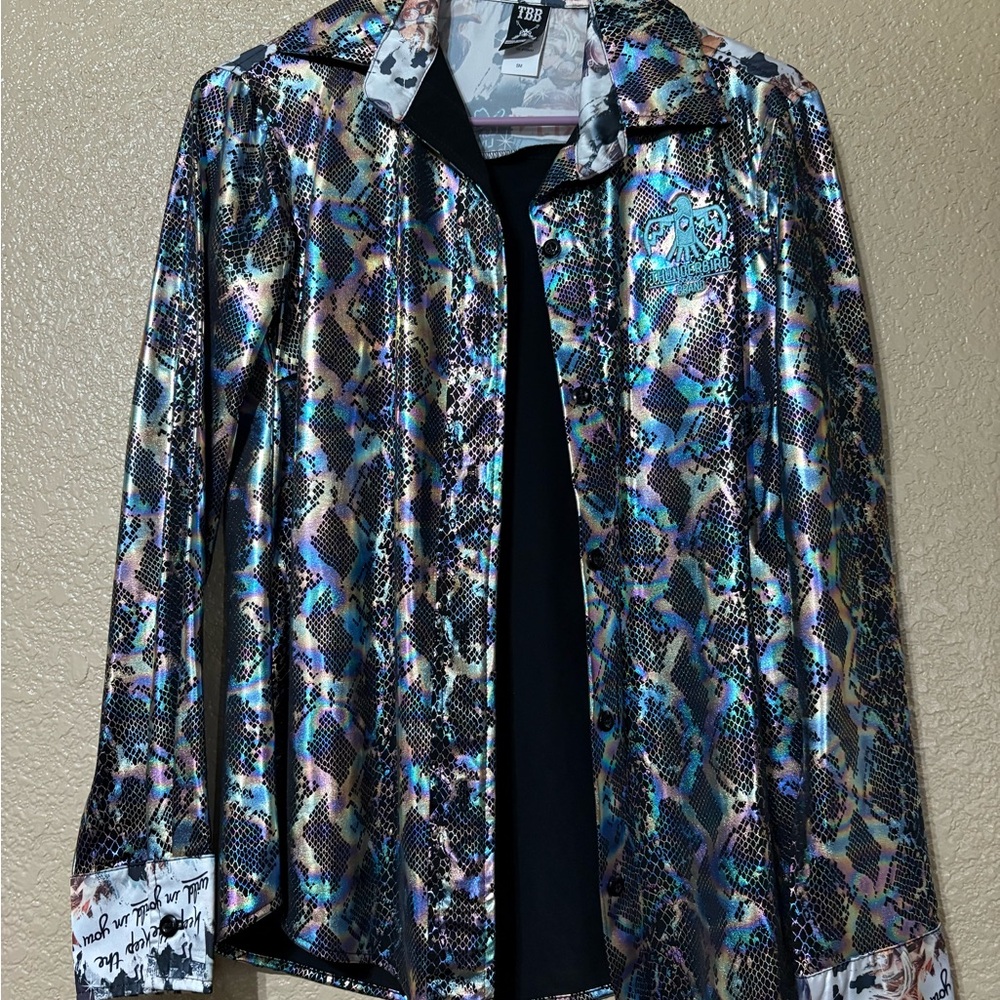 TRB Multicolor Shimmer Button Down Shirt
